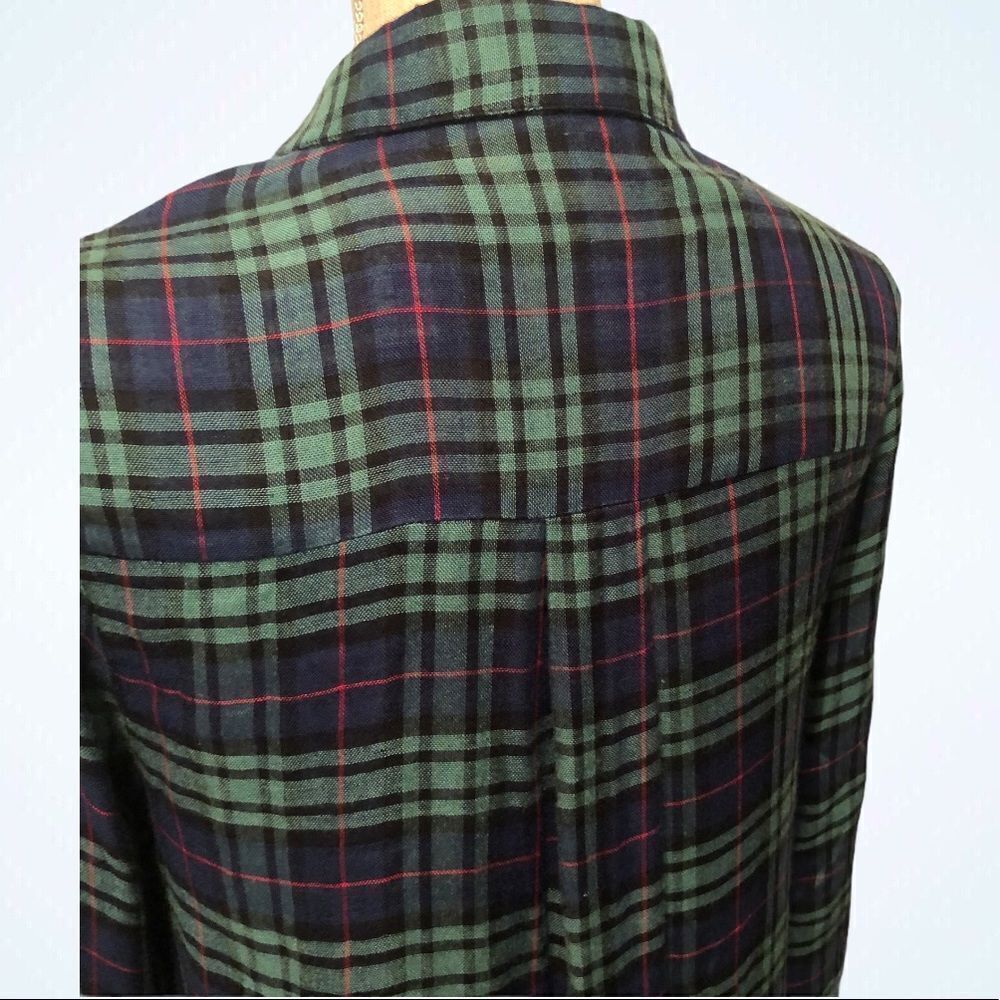 Entro Plaid Button Down Shirt Drawstring Sleeve S… - image 4